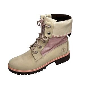 Timberland Women's  Fold Down Boots Pink/Cream  Size 8 Waterproof